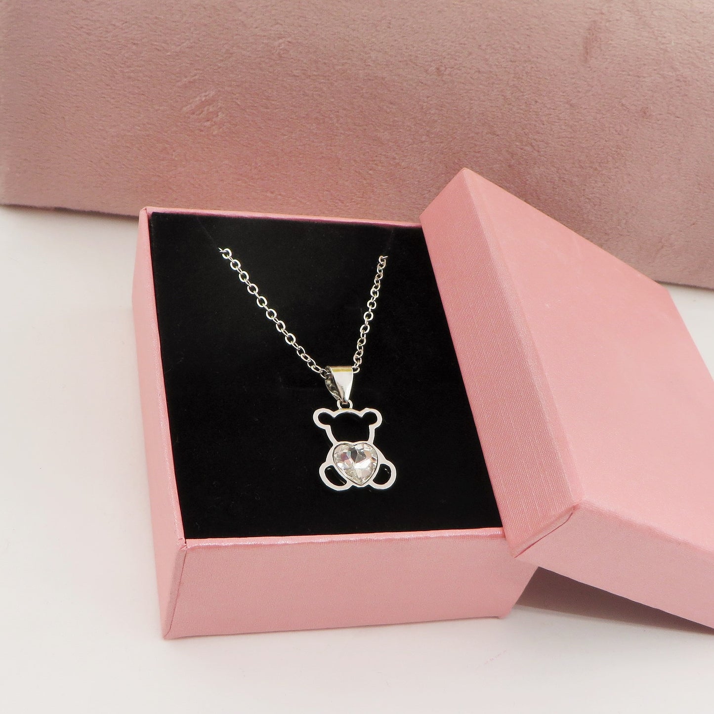 MISHA Collana Teddy - ACCIAIO INOSSIDABILE -Collana con pendente orsetto + cubic zirconia