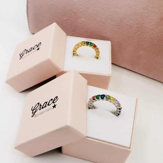 FELICITY RAINBOW - Anello regolabile in Cubic Zirconia