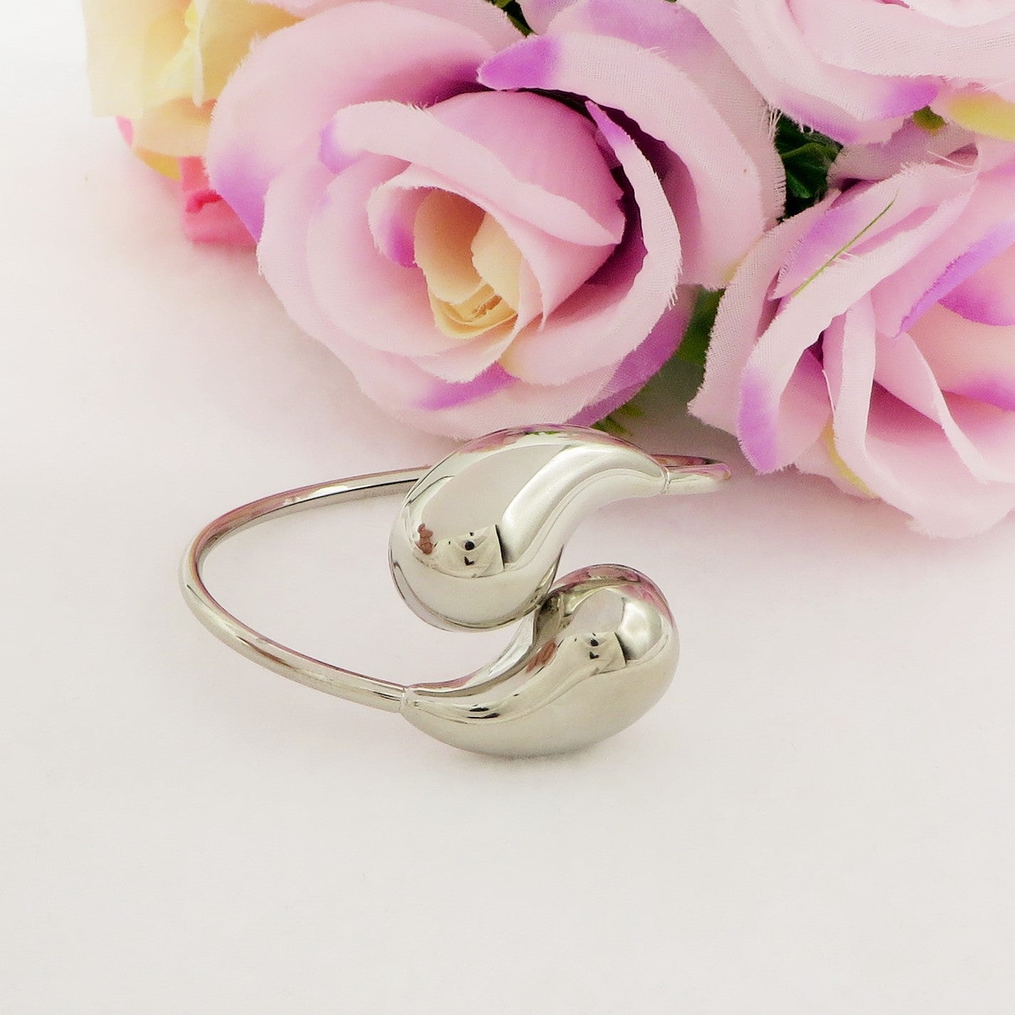 DROP ~ Acciaio Inossidabile - Bracciale rigido doppia goccia