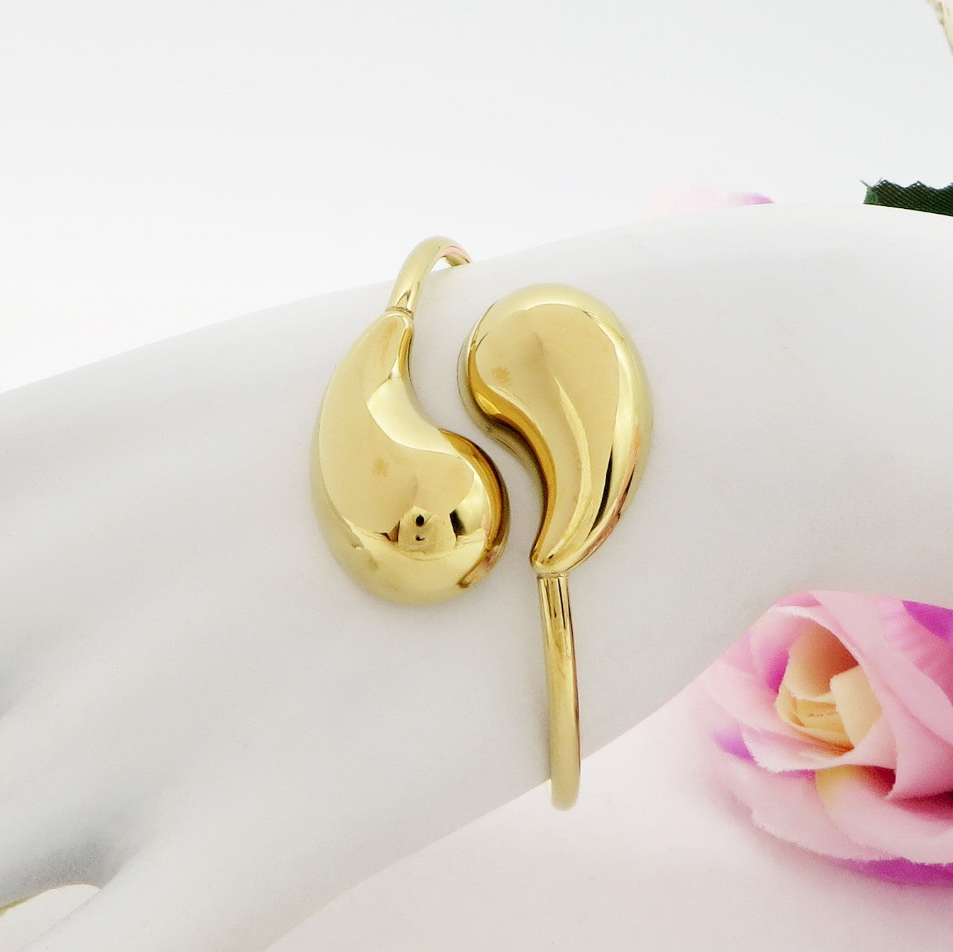 DROP ~ Acciaio Inossidabile - Bracciale rigido doppia goccia