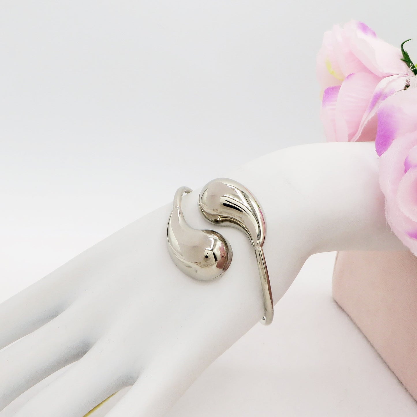 DROP ~ Acciaio Inossidabile - Bracciale rigido doppia goccia