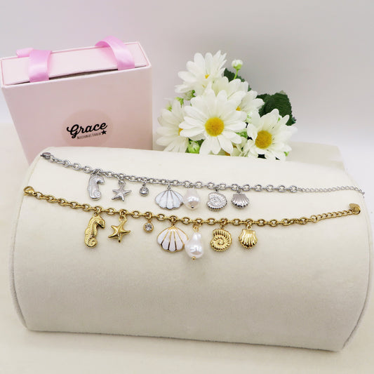 FIJI - Bracciale con charms marini + cubic zirconia ACCIAIO INOSSIDABILE