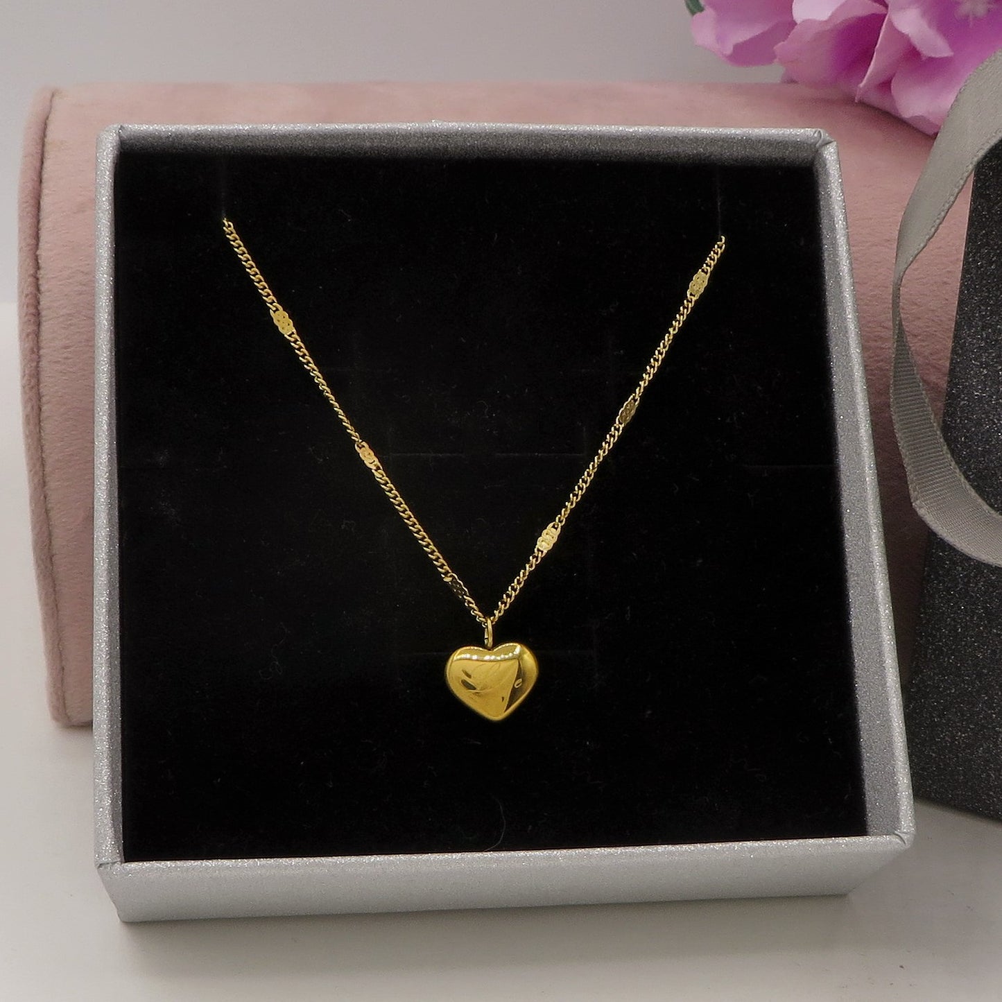 JULIE LOVE ~ ACCIAIO INOSSIDABILE - Collana ciondolo cuore + incisione Love