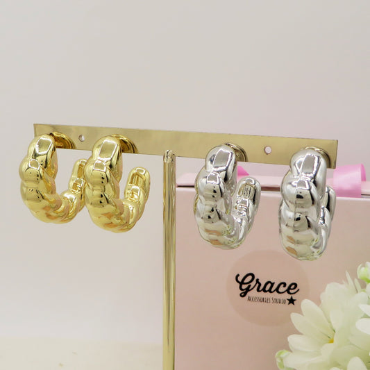 QUINN BIG HOOPS - acciaio inossidabile orecchini cerchio bombati torchon vintage