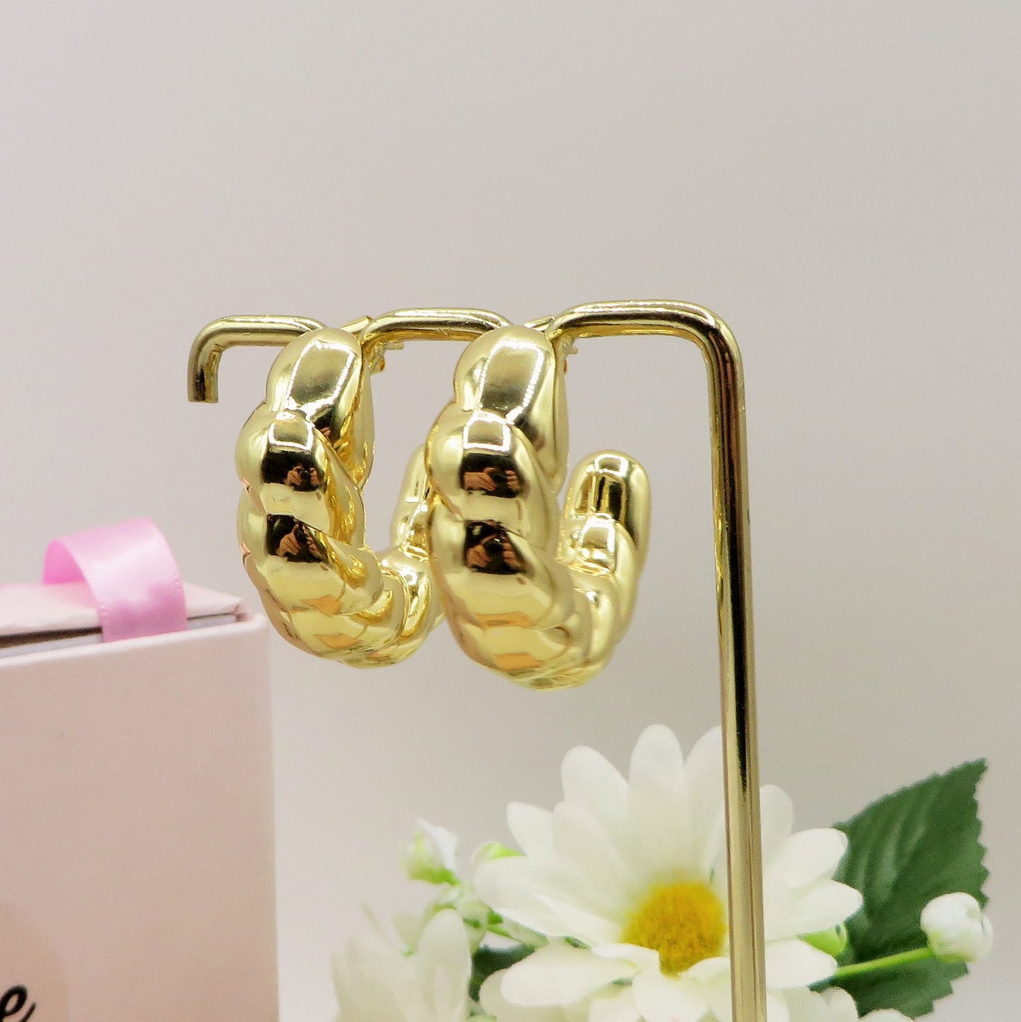 QUINN BIG HOOPS - acciaio inossidabile orecchini cerchio bombati torchon vintage