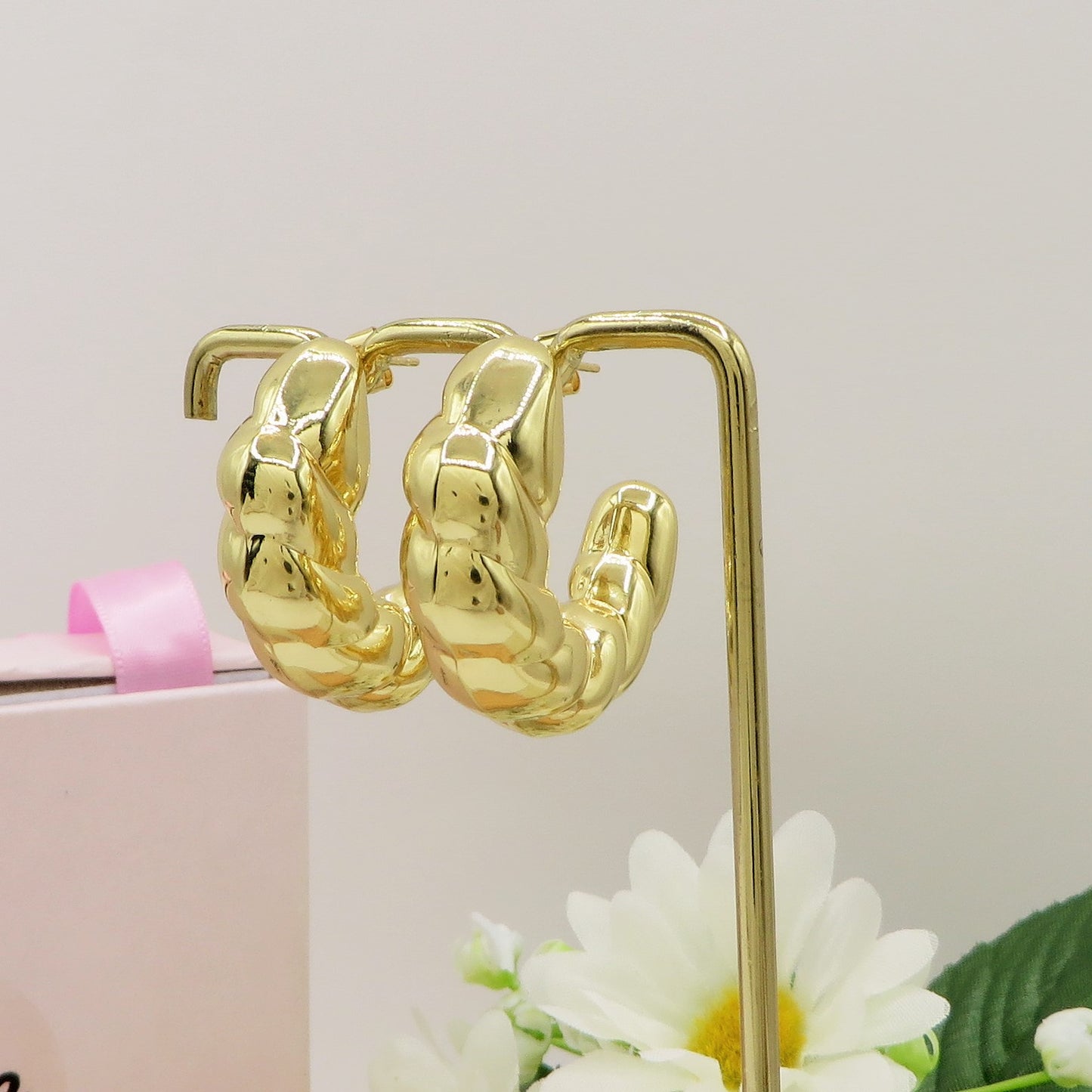 QUINN BIG HOOPS - acciaio inossidabile orecchini cerchio bombati torchon vintage