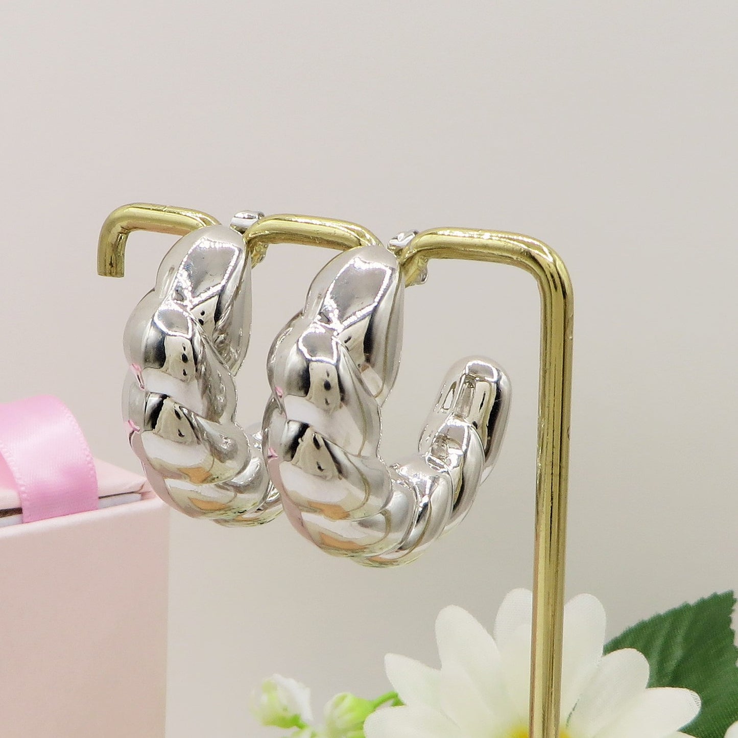 QUINN BIG HOOPS - acciaio inossidabile orecchini cerchio bombati torchon vintage