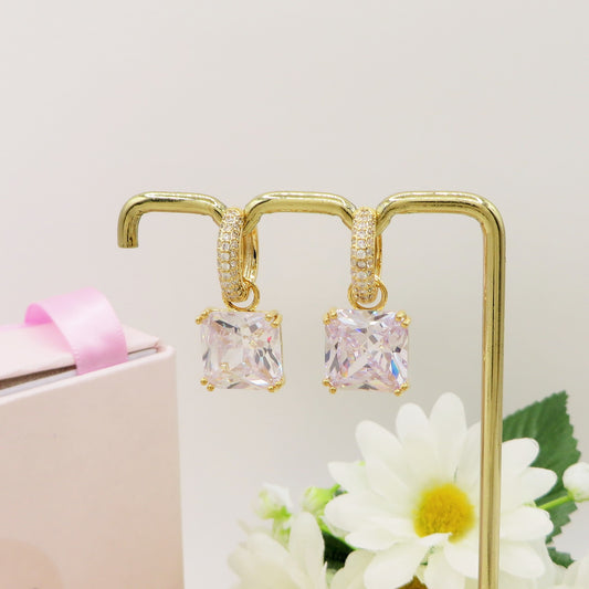 TESSA ~ HOOPS ~ Orecchini mini cerchio con pietra XL in Cubic Zirconia