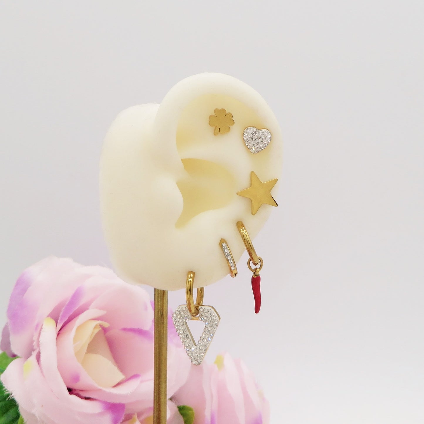 EVELYN Lucky Set 6 orecchini - ACCIAIO INOSSIDABILE - 6 Orecchini pendenti fortunati con cubic zirconia