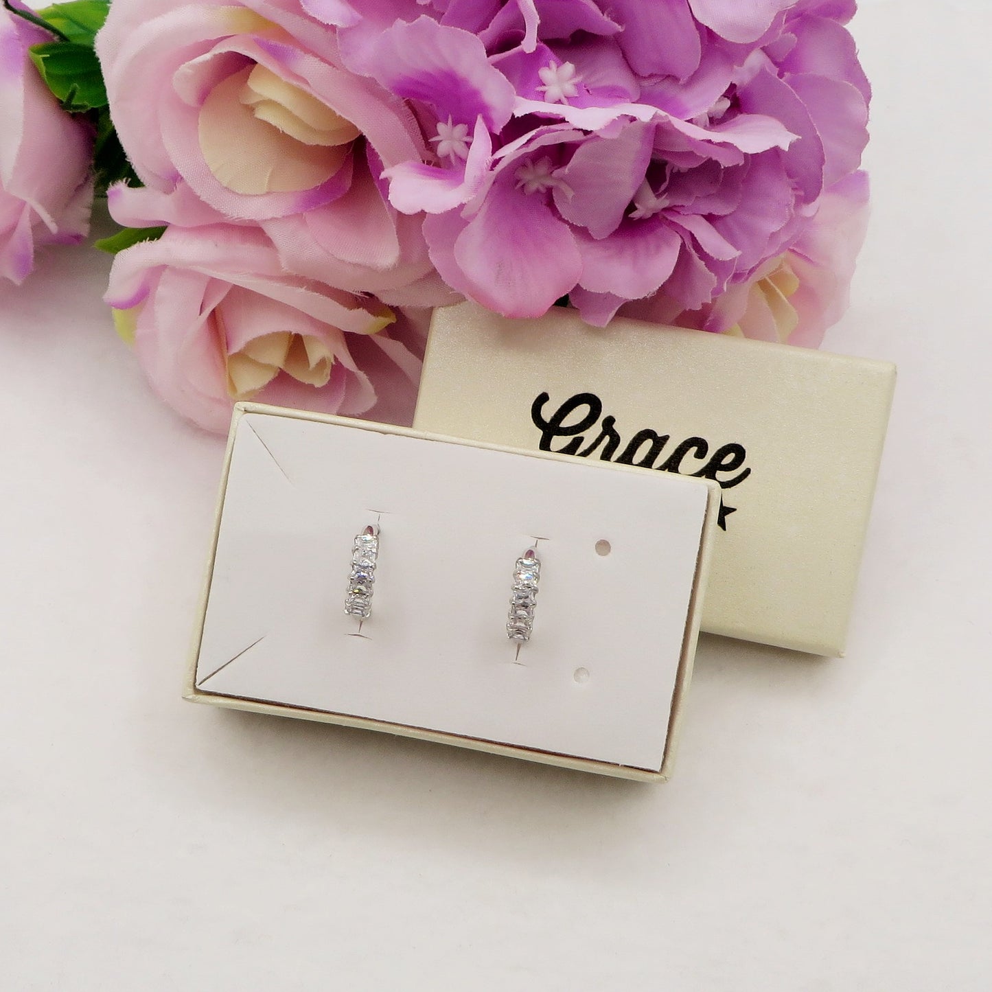 JULIANNE hoops rainbow - acciaio inossidabile- Orecchini mioni cerchio in cubic zirconia taglio baguette