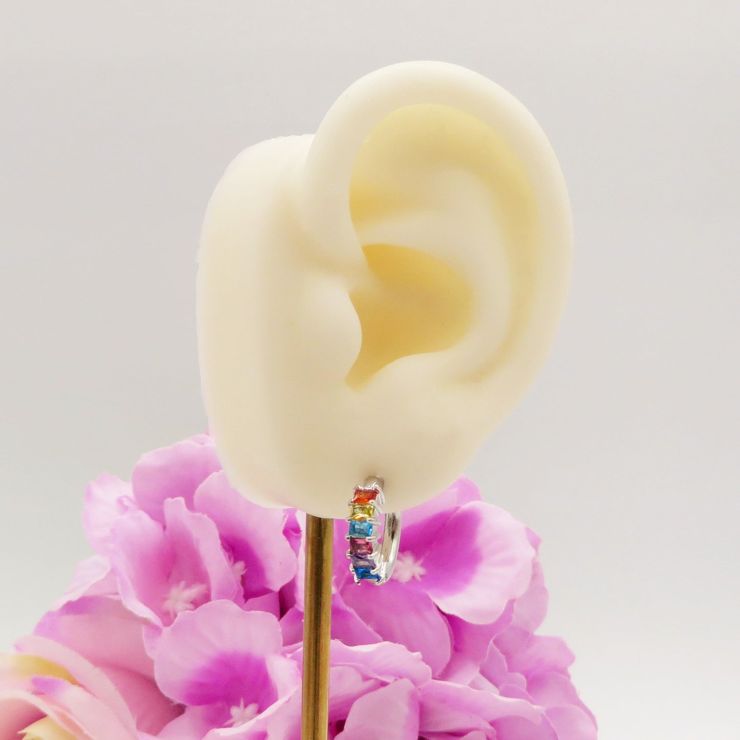 JULIANNE hoops rainbow - acciaio inossidabile- Orecchini mioni cerchio in cubic zirconia taglio baguette