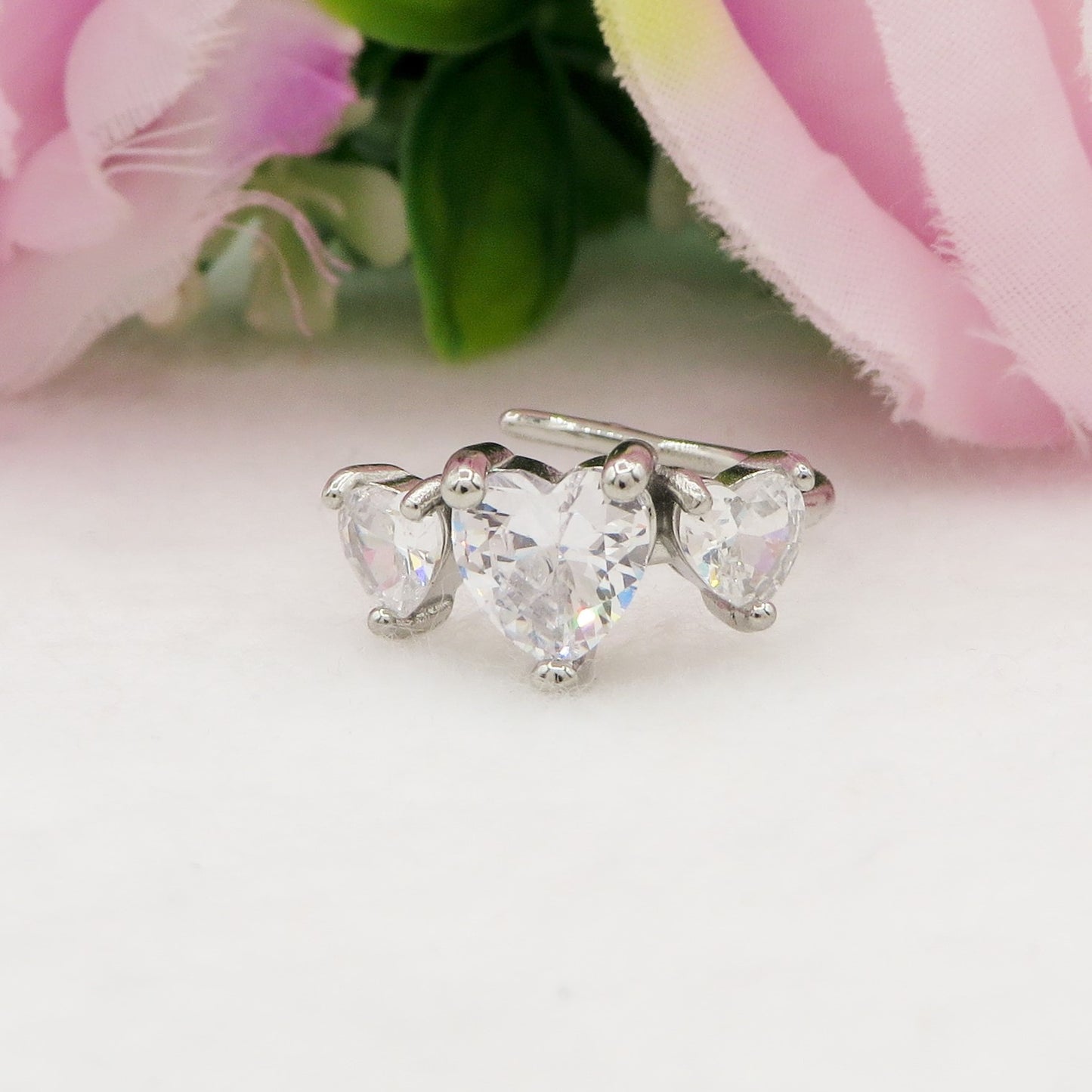 CHERIE TRILOGY - Anello regolabile in ACCIAIO inossidabile con cubic zirconia a forma di cuore