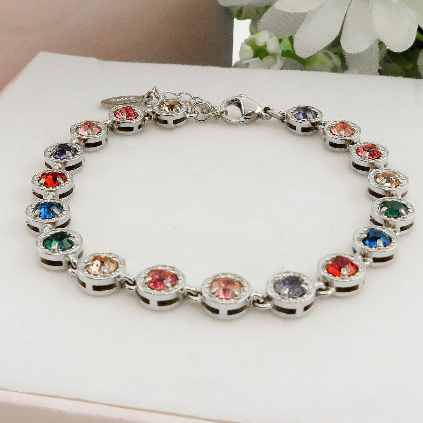 DELILAH ~ ACCIAIO INOSSIDABILE - bracciale Tennis con Cubic Zirconia rotondi