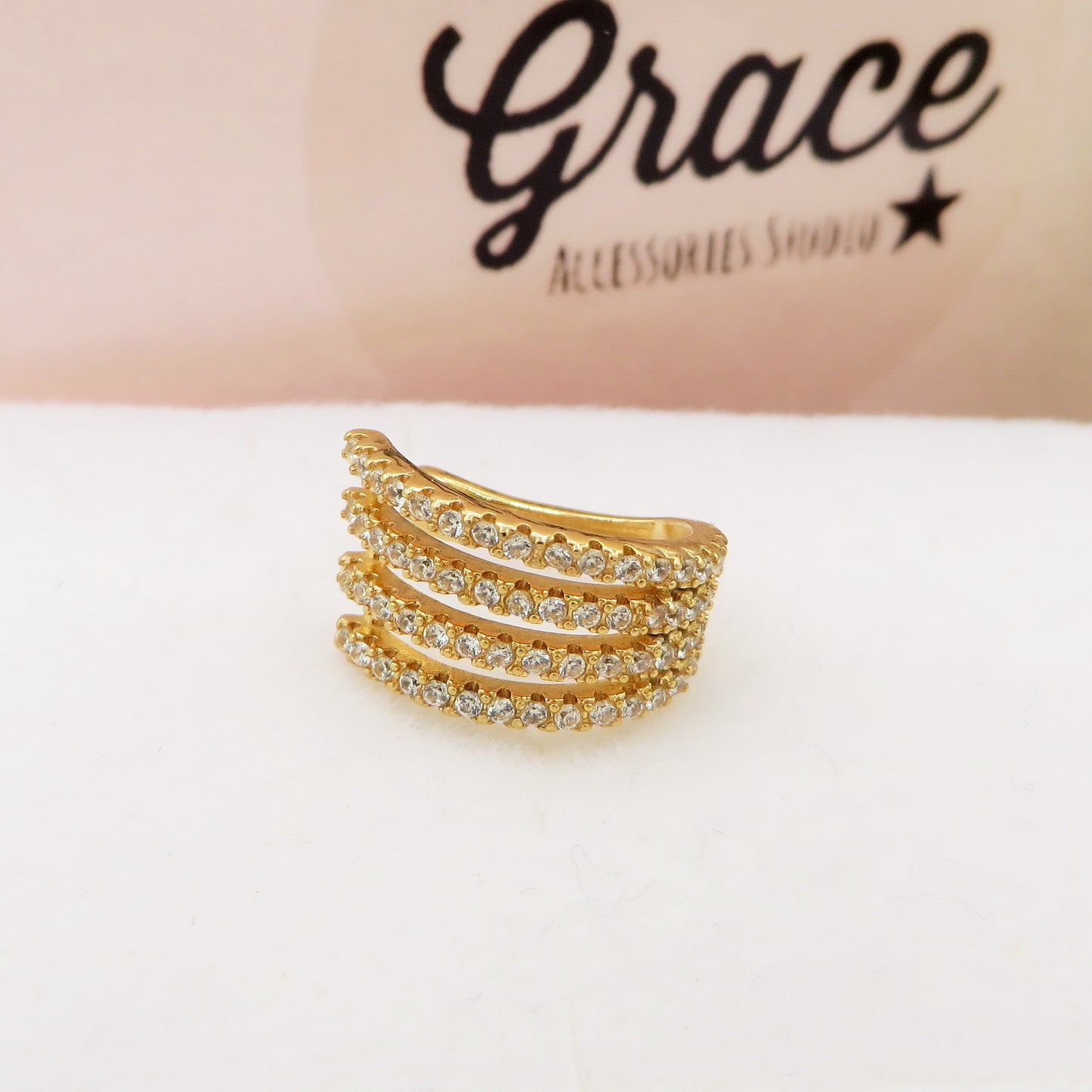 EARCUFF 4 fili ~ ACCIAIO Inossidabile orecchino Senza buco zirconato con cubic zirconia
