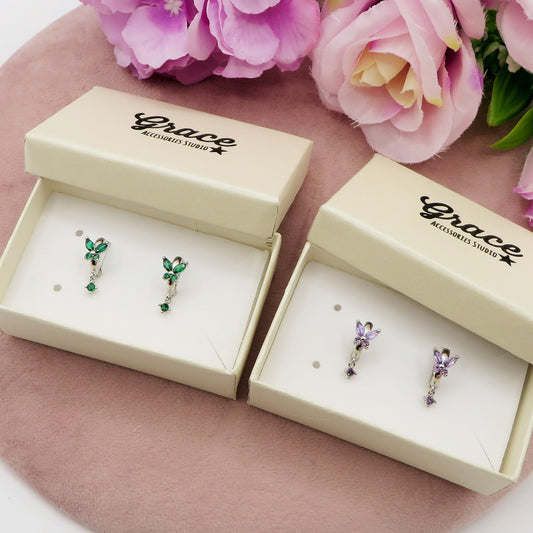 BUTTERFLY HOOP ~ Orecchino ARGENTO 925 cerchietto con farfalla in cubic zirconia ~ Mono orecchino