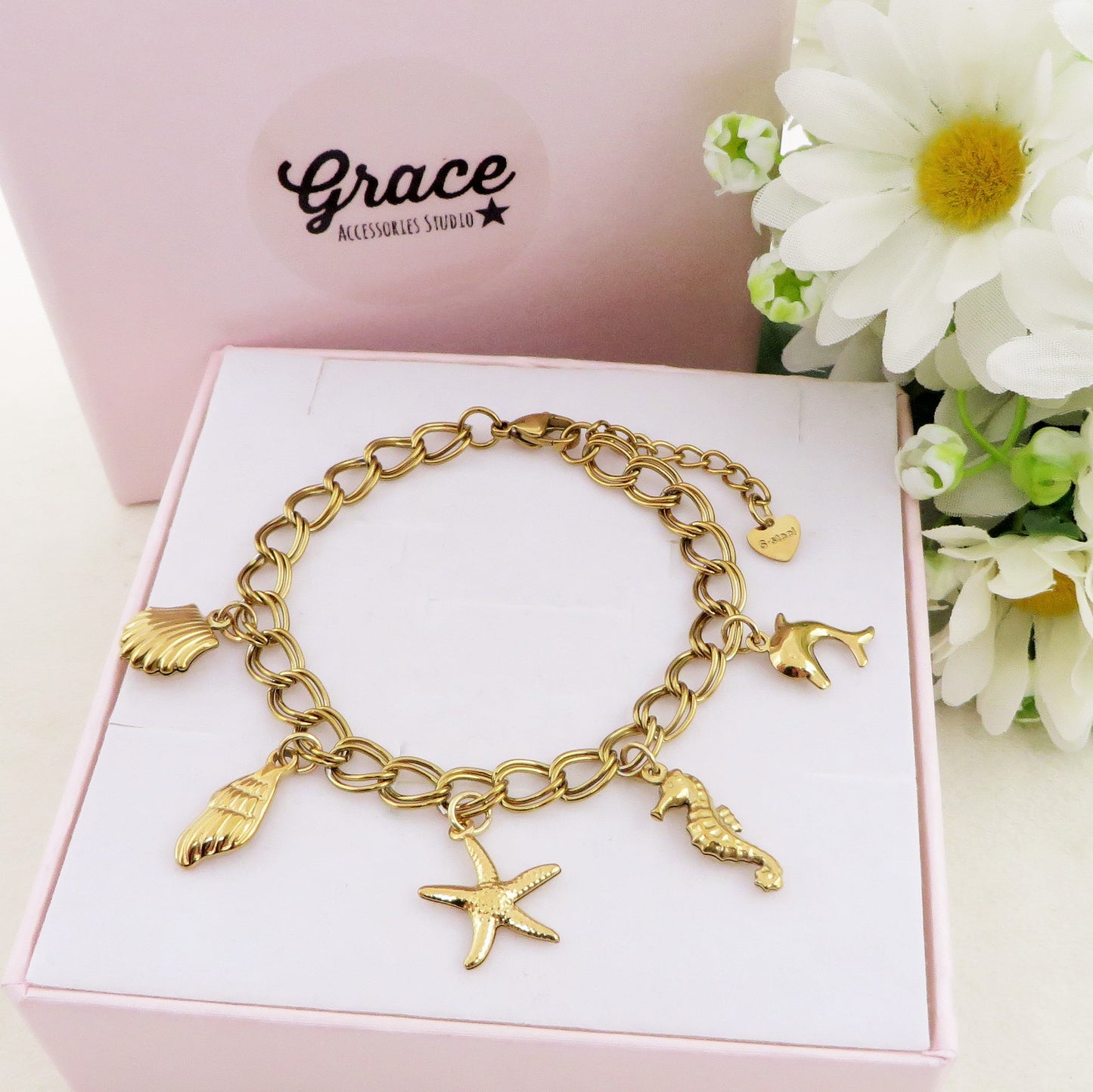 ANTIGUA - Bracciale con charms marini ACCIAIO INOSSIDABILE