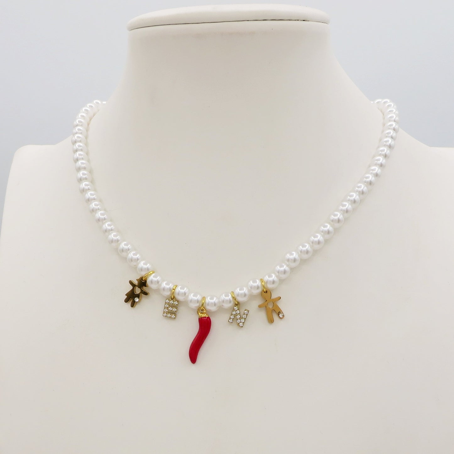 CHOKER Perle Con Nome personalizzabile in Acciaio Inox