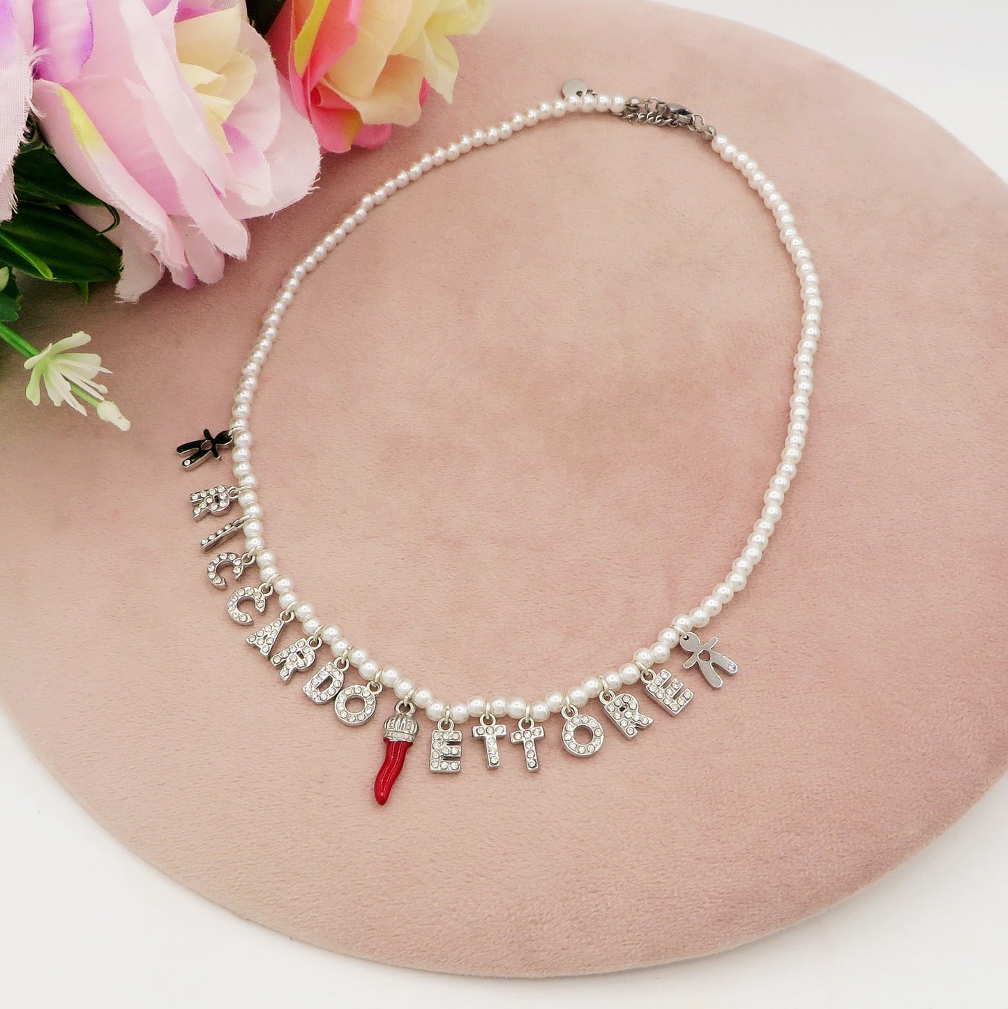 CHOKER Perle Con Nome personalizzabile in Acciaio Inox
