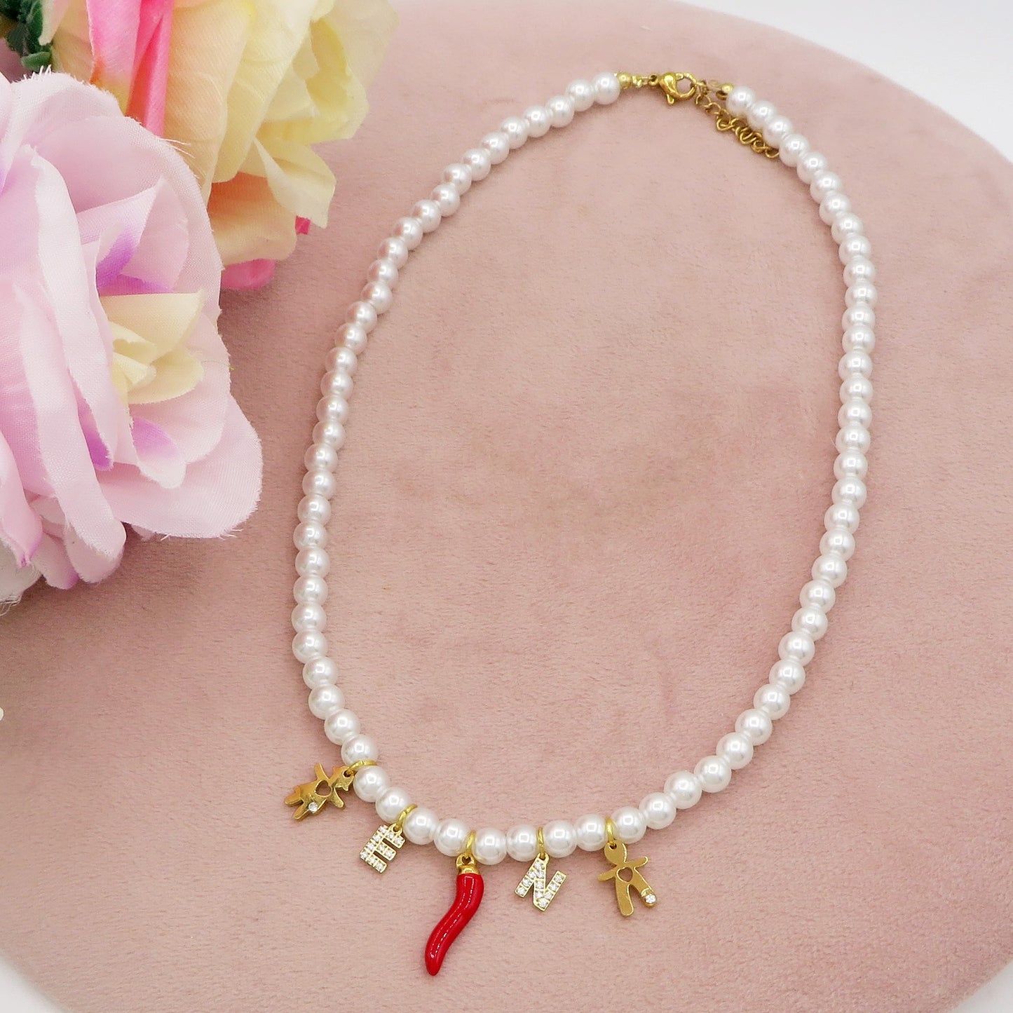 CHOKER Perle Con Nome personalizzabile in Acciaio Inox