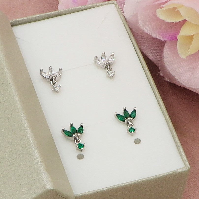 MARQUISE STUD ~ Orecchino ARGENTO 925 a lobo con pendente cubic zirconia