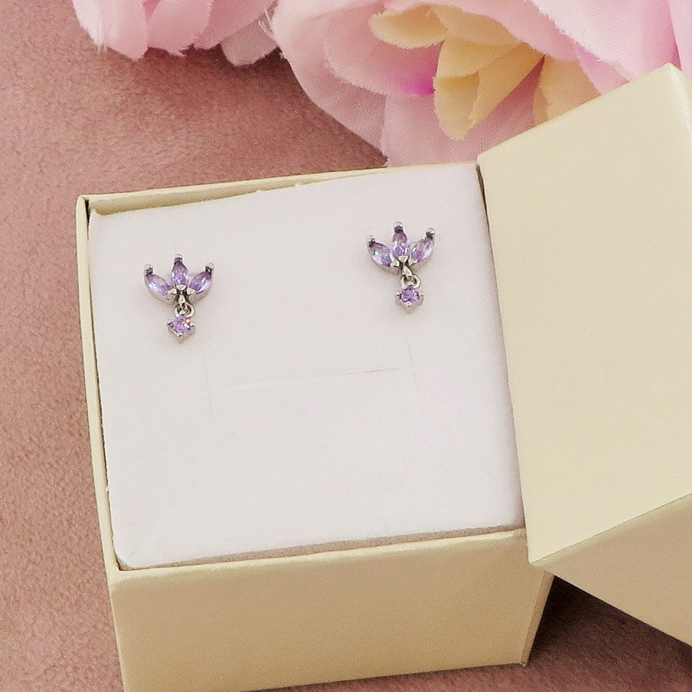 MARQUISE STUD ~ Orecchino ARGENTO 925 a lobo con pendente cubic zirconia