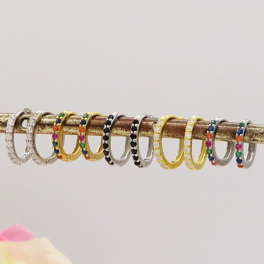 ANASTASIA ARGENTO 925 ~ paio Orecchini mini cerchio zirconato