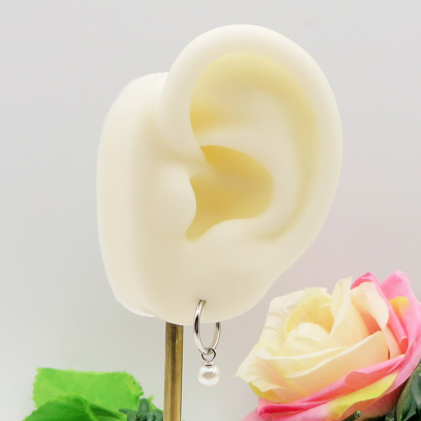 PEARLS HOOPS ~ Coppia Orecchini ARGENTO 925 cerchietti con perla pendente