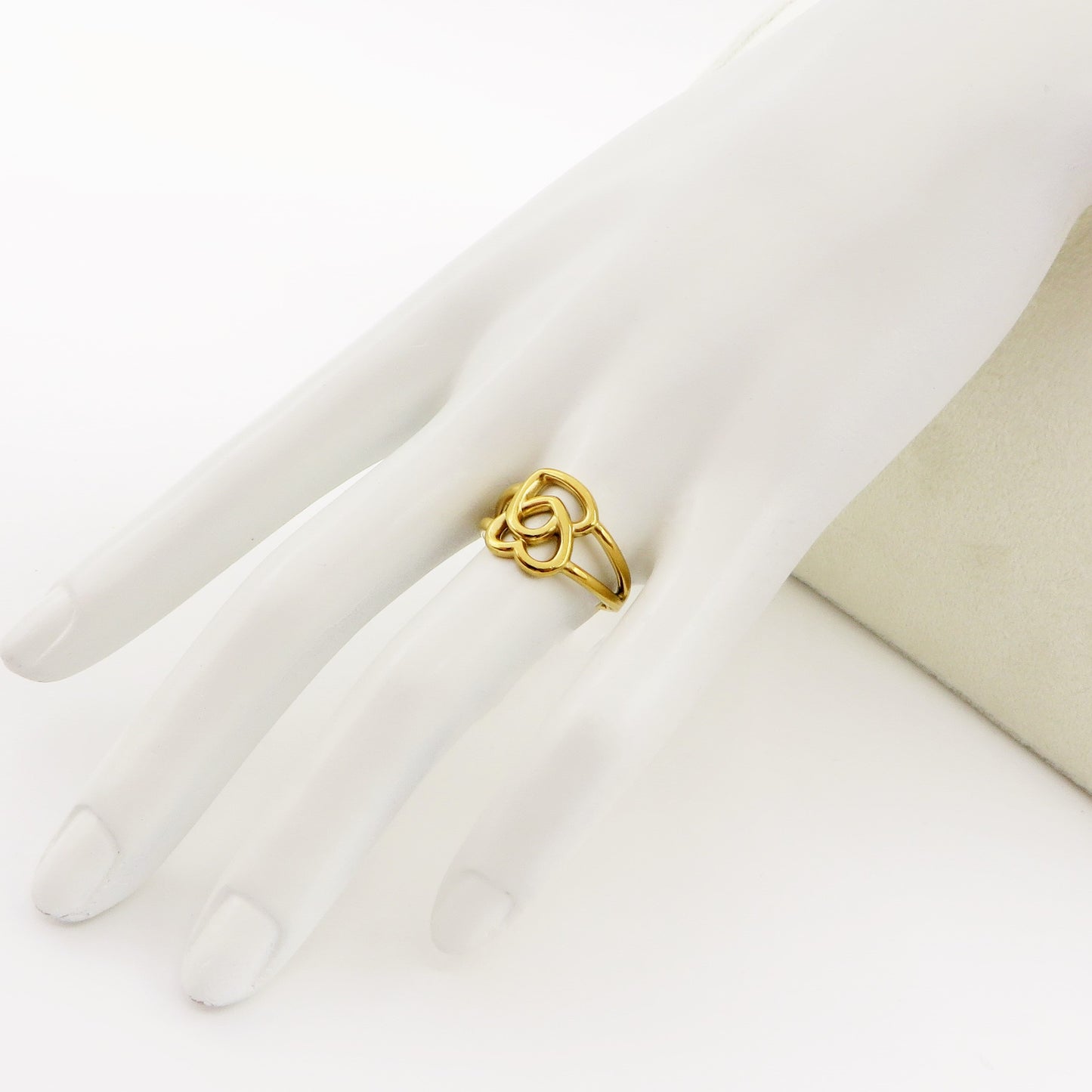 KENDRA Anello doppio cuore placcato oro 18k ~ ACCIAIO INOSSIDABILE misura regolabile