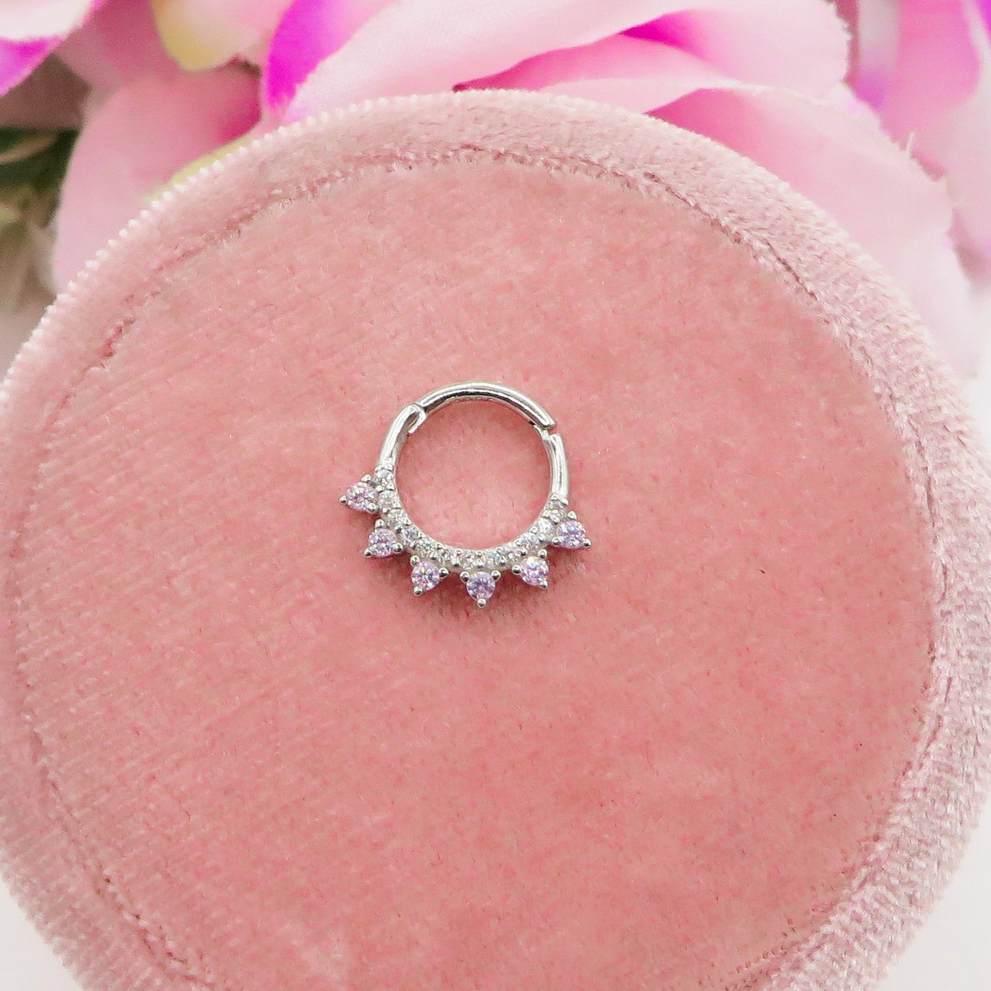 BONNIE pastels Daith Piercing hoop ~ ARGENTO 925 cerchietto con cubic zirconia per daith, helix, anti-helix, fori alti