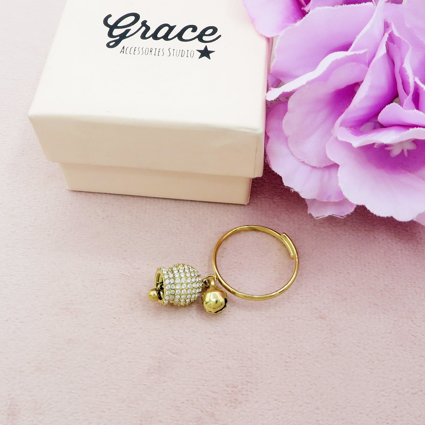 TINKERBELL SHINE ~ Anello campanella zirconata in ACCIAIO inossidabile con cubic zirconia