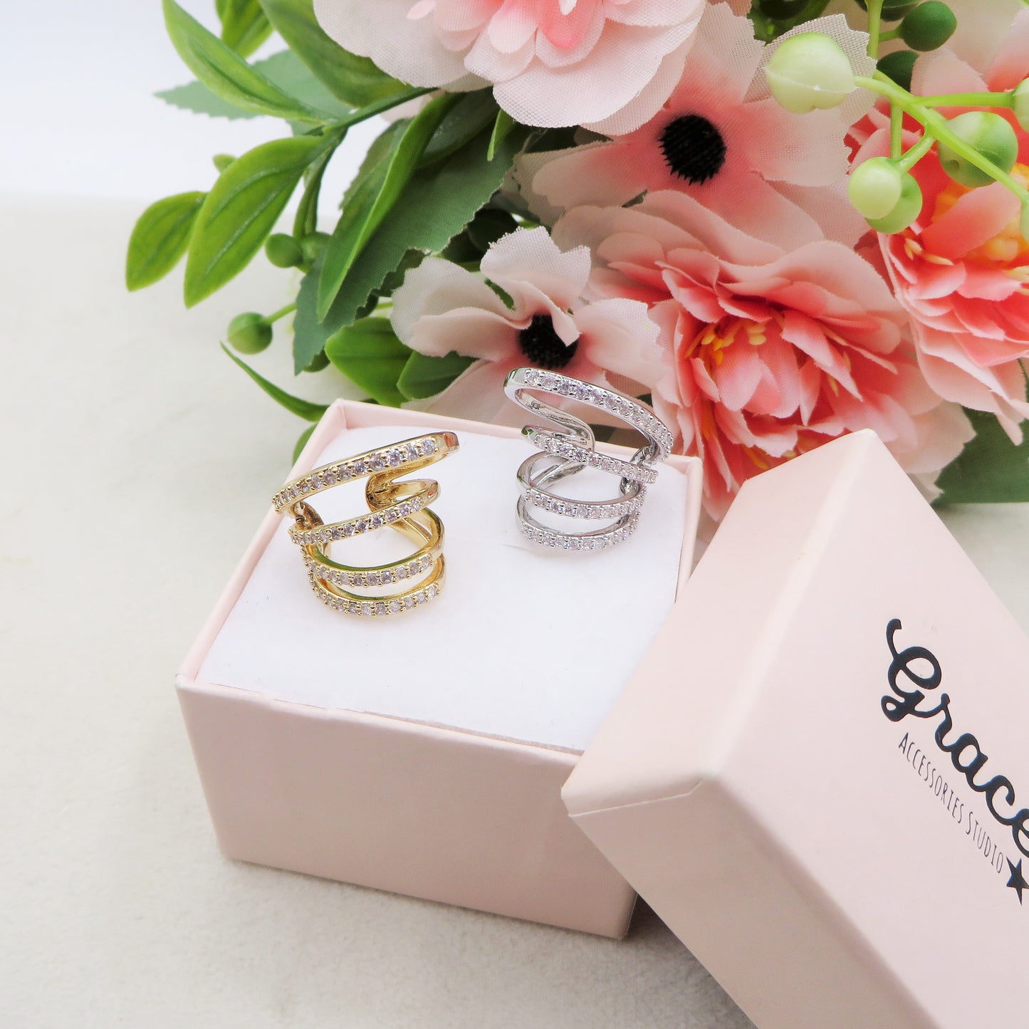 LYLAH ~ Earcuff Doppio con cubic zirconia