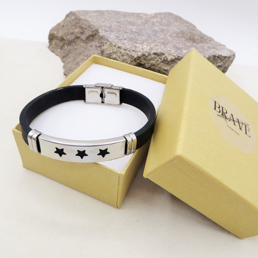 STORMR - BRACCIALE uomo CAUCCIU' E ACCIAIO con placca