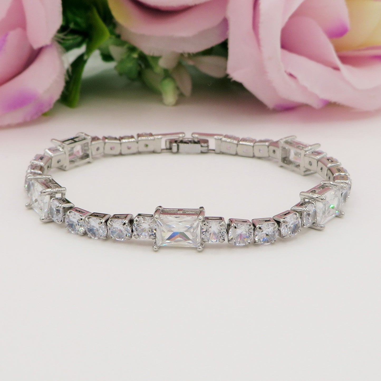 CHRISTY - Bracciale Tennis con Cubic Zirconia taglio baguette