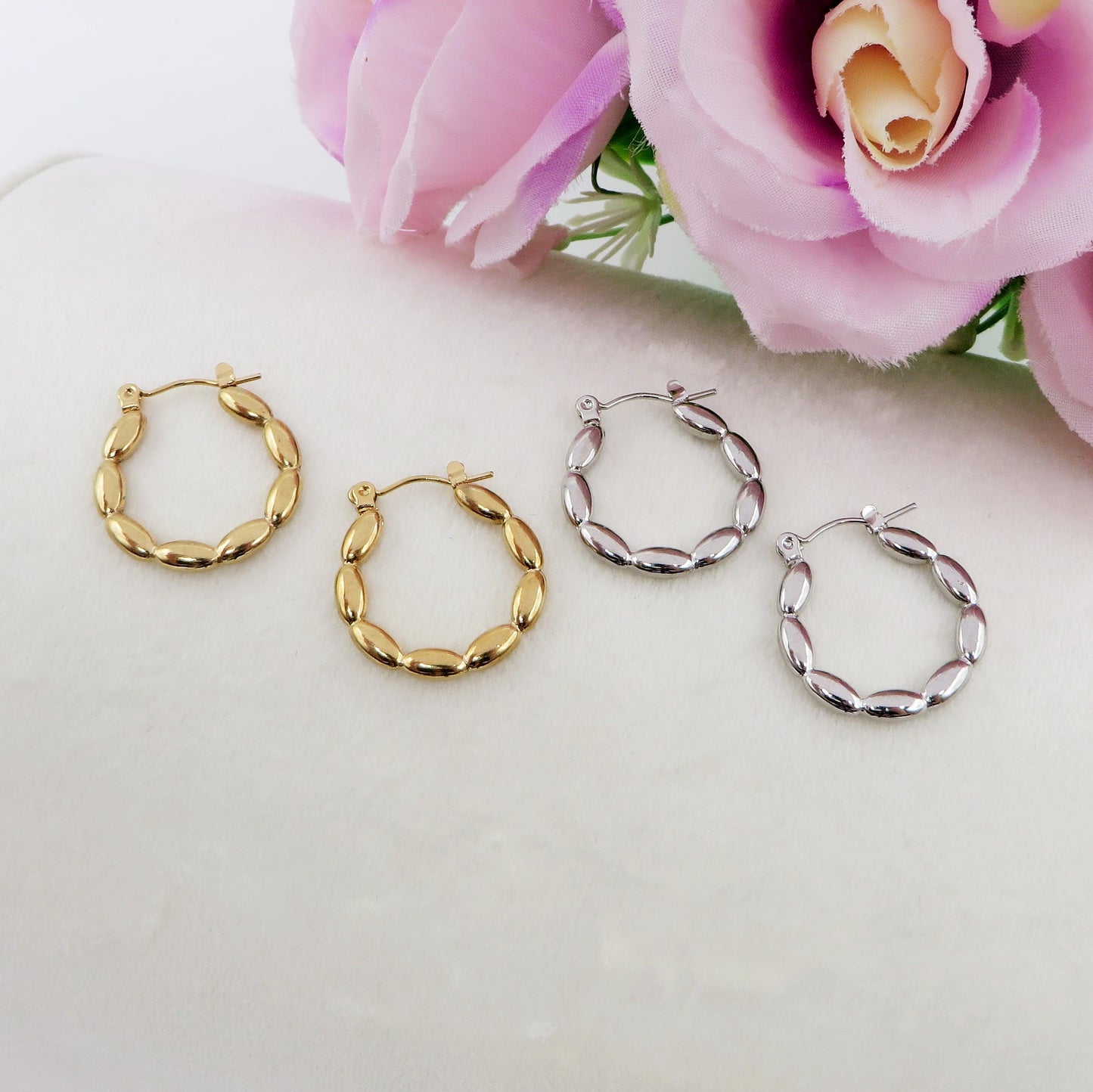 MARIKO HOOPS - Acciaio inossidabile orecchini cerchio bombato vintage