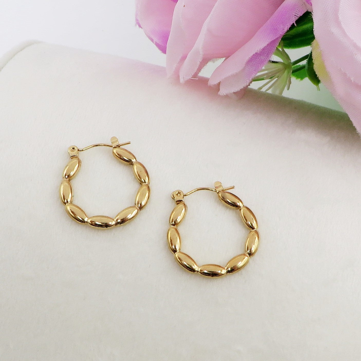 MARIKO HOOPS - Acciaio inossidabile orecchini cerchio bombato vintage