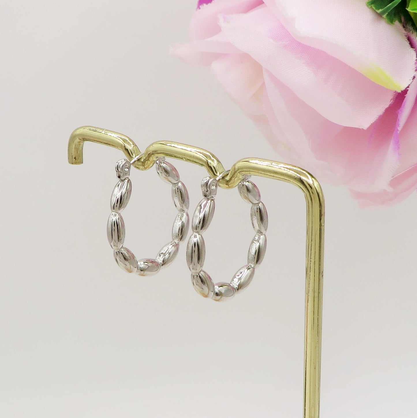 MARIKO HOOPS - Acciaio inossidabile orecchini cerchio bombato vintage