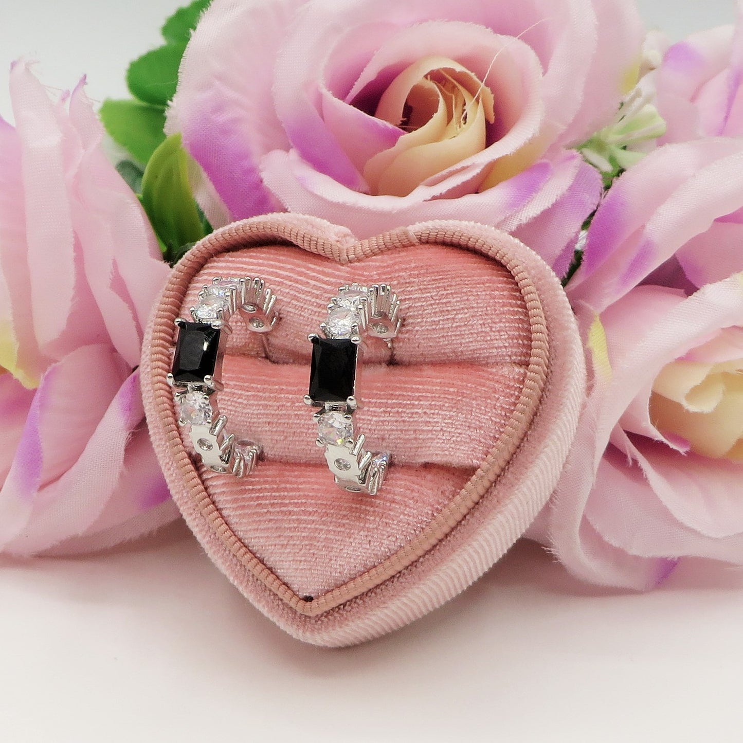 CHRISTY hoops - Orecchini a cerchio con Cubic Zirconia taglio baguette