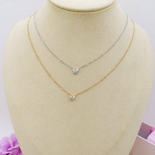 ATHALIA mini butterfly ~ ARGENTO 925 ~ Collana con farfalla in cubic zirconia