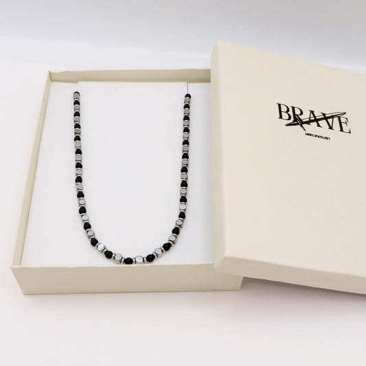 Collana pallini bruniti uomo ACCIAIO INOSSIDABILE