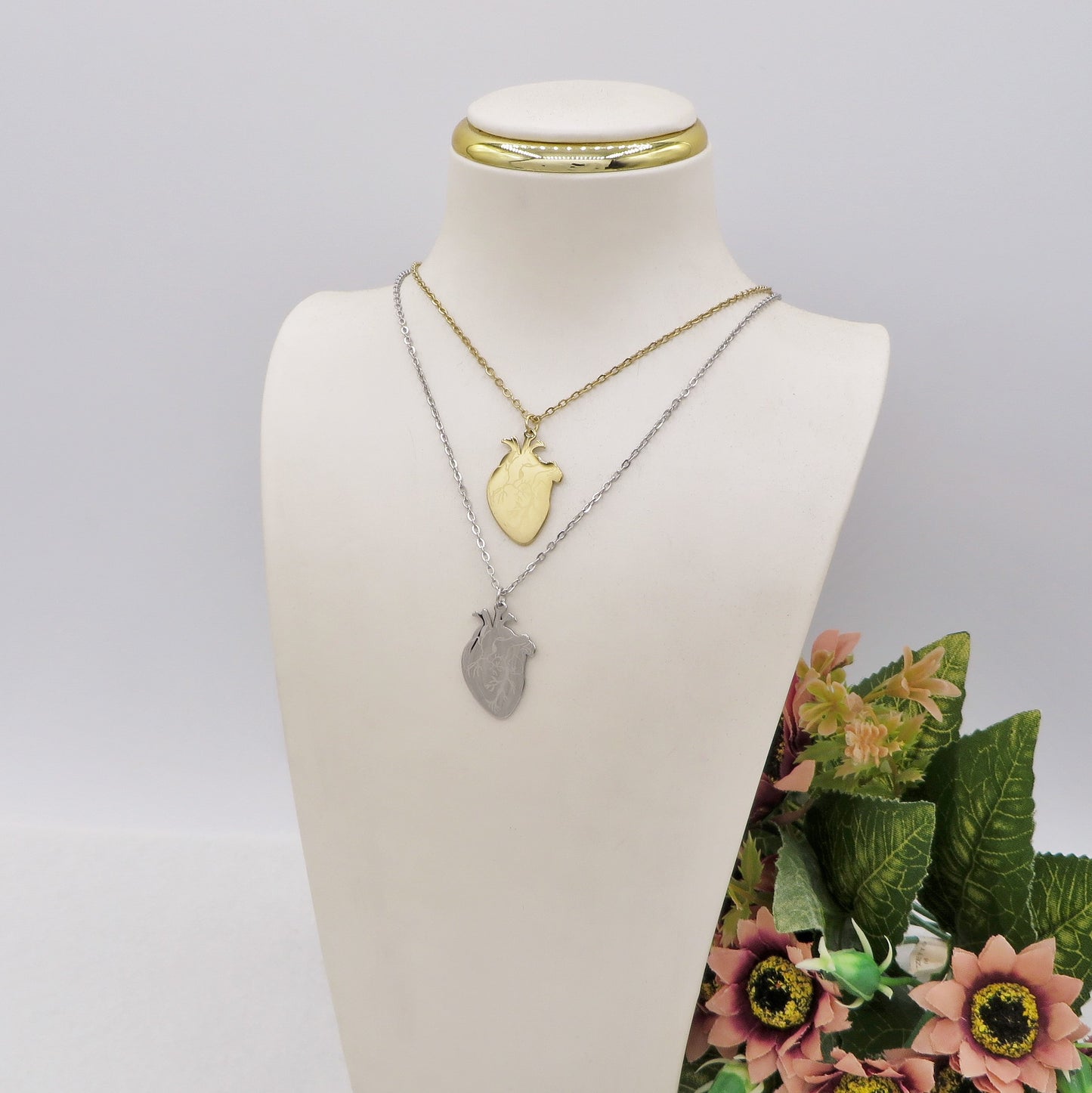 HUMAN HEART~ ACCIAIO inossidabile - Collana ciondolo cuore anatomico