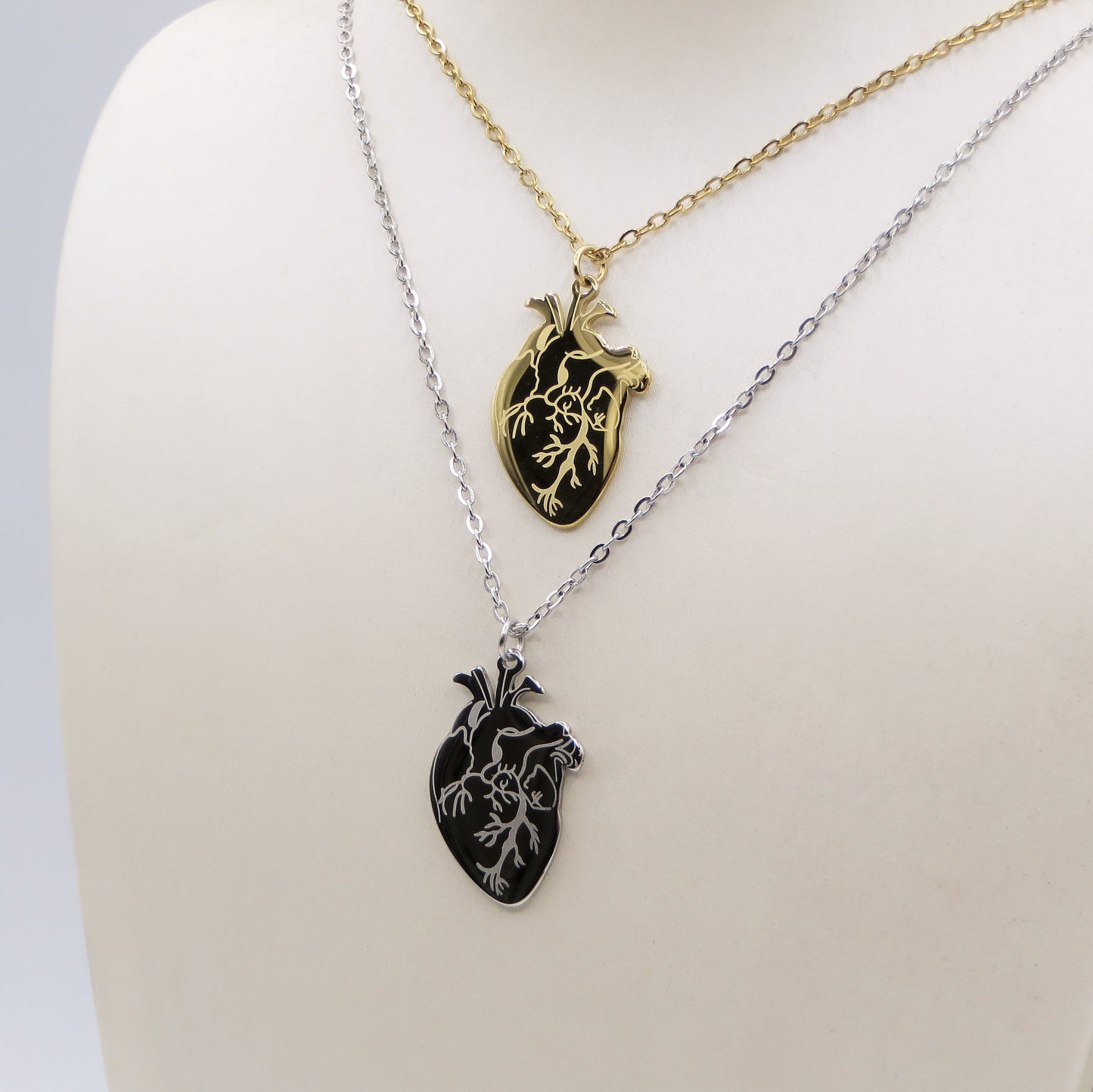 HUMAN HEART~ ACCIAIO inossidabile - Collana ciondolo cuore anatomico