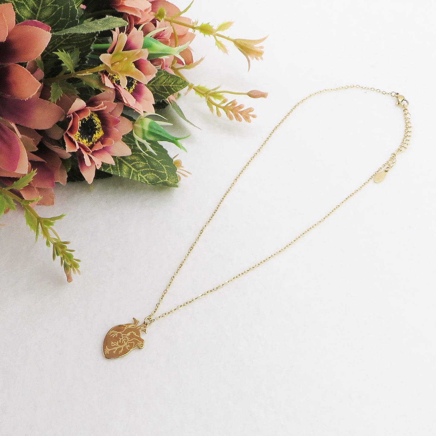 HUMAN HEART~ ACCIAIO inossidabile - Collana ciondolo cuore anatomico