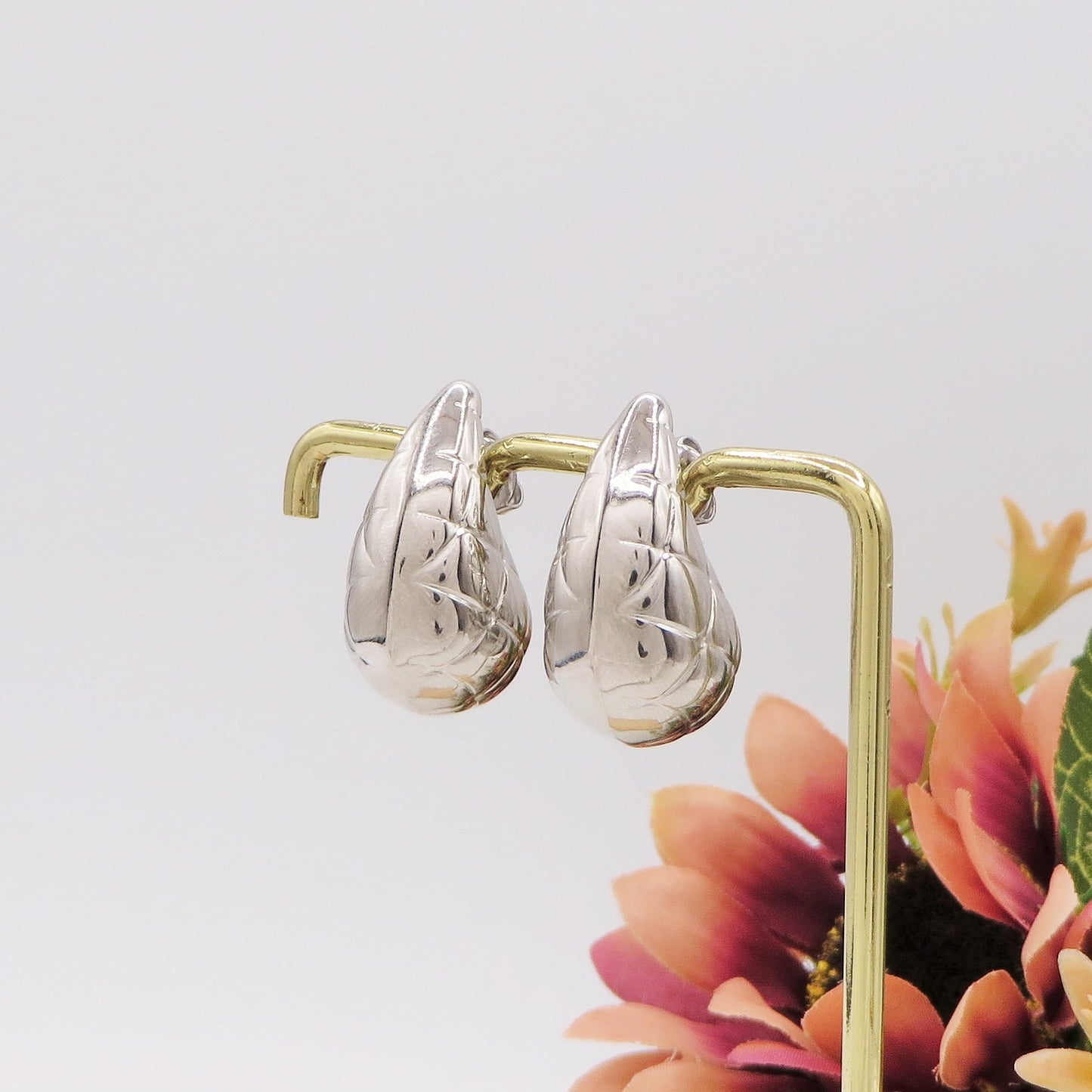 DROP diamond print - ACCIAIO INOSSIDABILE ~ Paio Orecchini goccia bombe'