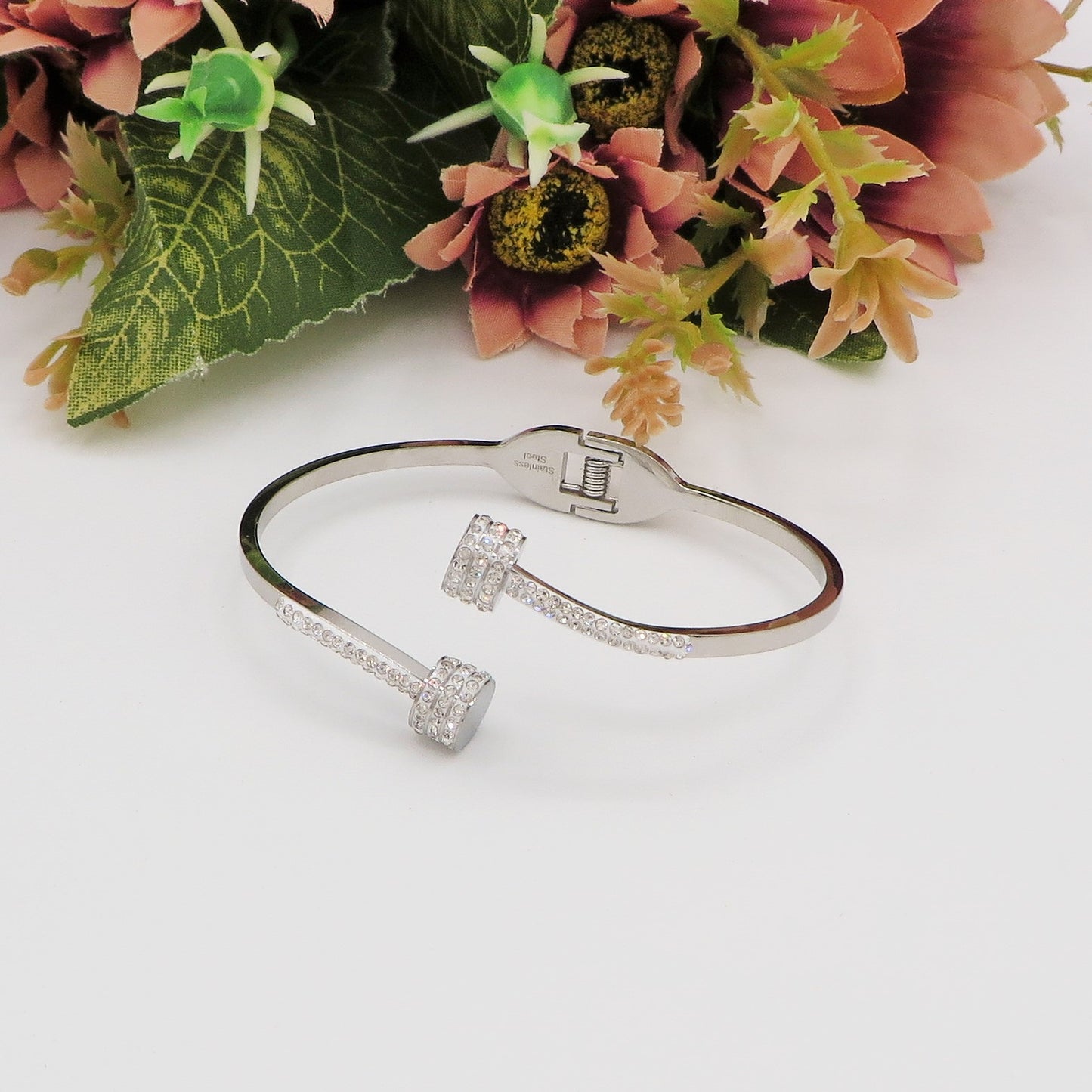 VENICE CRYSTAL double clou ~ Bracciale doppio CHIODO in acciaio inossidabile e cubic zirconia