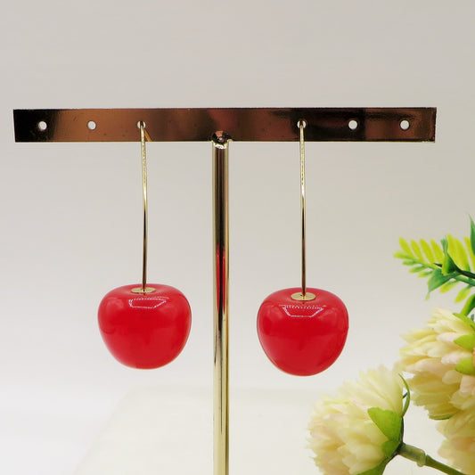CILIEGIA RED ~ Orecchini pendenti Ciliegie in ACCIAIO INOSSIDABILE