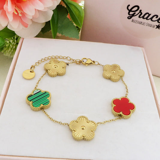 LILY FIORI in ACCIAIO INOSSIDABILE ~ Bracciale fiori lavorati