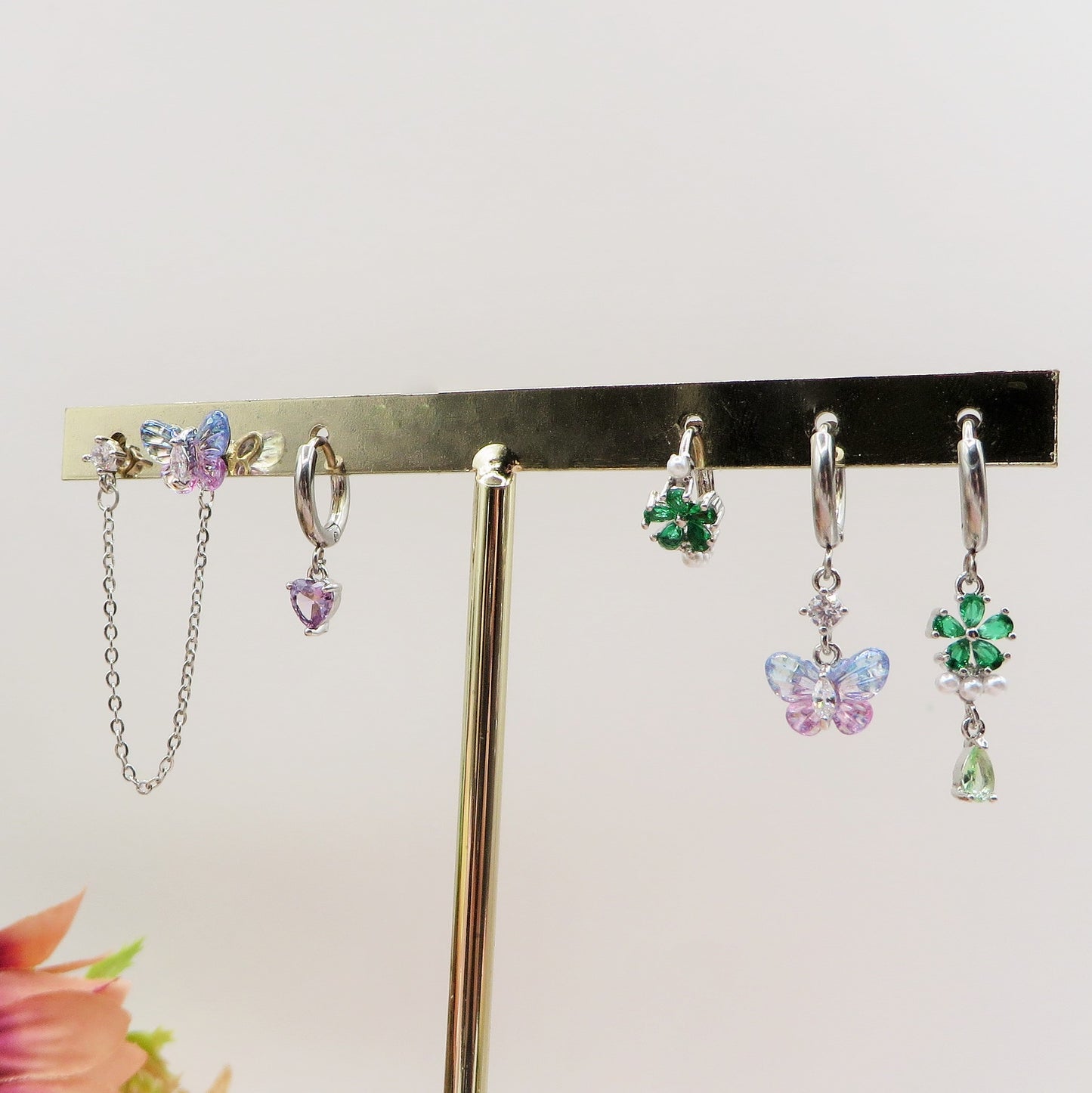 BLOOM Set 6 orecchini - ACCIAIO INOSSIDABILE - 6 Orecchini pendenti con cubic zirconia