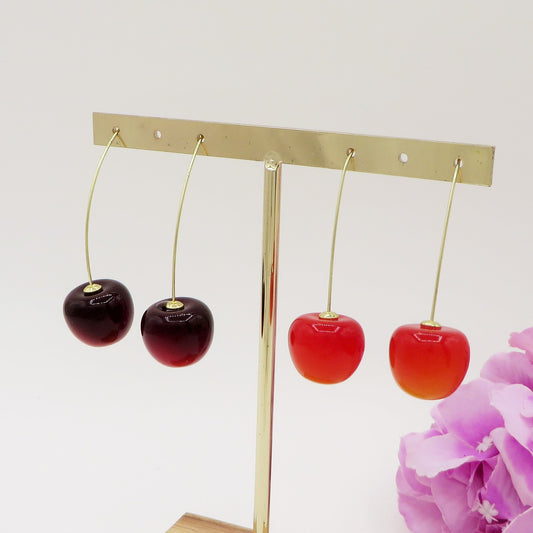 CILIEGIA small ~ Orecchini pendenti Ciliegie in acciaio