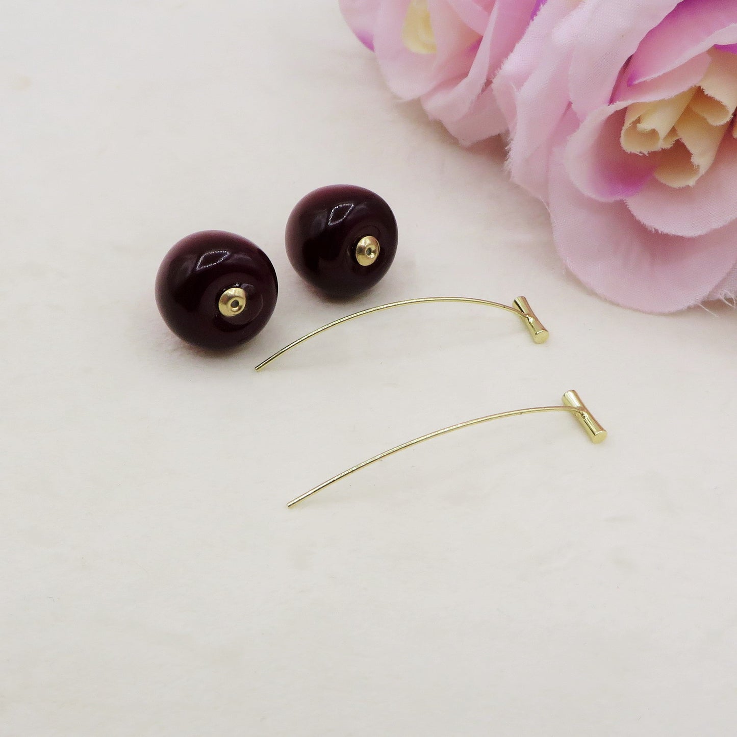 CILIEGIA small ~ Orecchini pendenti Ciliegie in acciaio