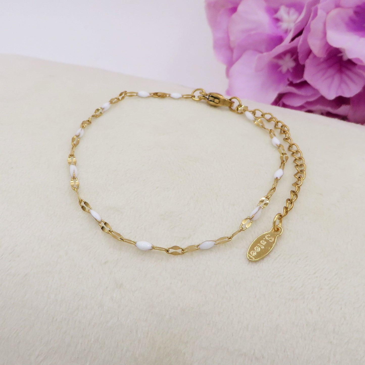 AMELIE ~ Bracciale ACCIAIO INOSSIDABILE catena diamantata e smaltata
